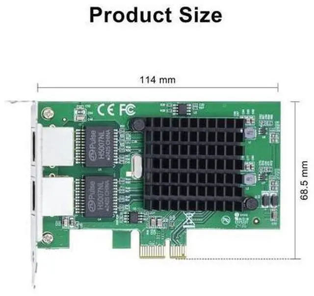 Alt view image 4 of 7 - Gigabit Dual NIC with Intel 82576 Chip, 1Gb Network Card Compare to Intel E1G42ET NIC, 2 RJ45 Ports, PCI Express 2.1 X1, Ethernet Card with Low Profile for Windows/Windows Server/Linux