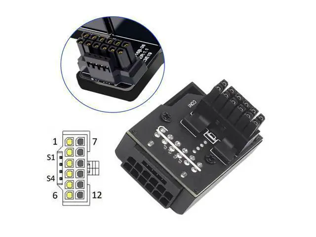 Alt view image 5 of 7 - ATX3.0 PCI-E 5.0 12VHPWR 16Pin Power Modular 90 Degree UP Angled Connector Adapter for 3080 3090TI PSU Graphics Card