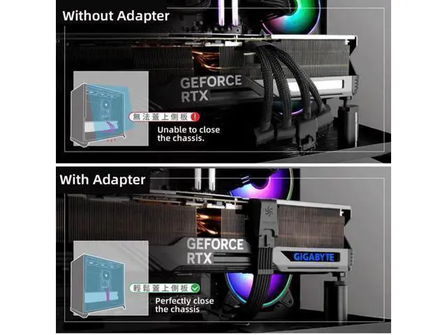 Alt view image 2 of 7 - ATX3.0 PCI-E 5.0 12VHPWR 16Pin Power Modular 90 Degree UP Angled Connector Adapter for 3080 3090TI PSU Graphics Card