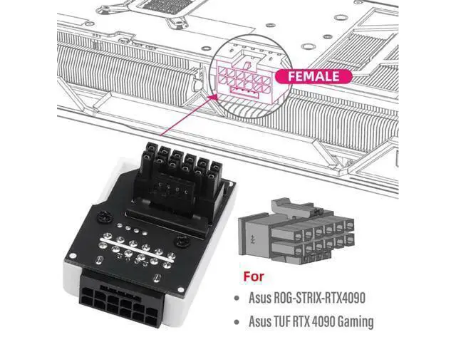 Alt view image 4 of 7 - ATX3.0 PCI-E 5.0 12VHPWR 16Pin Power Modular 90 Degree Down Angled Connector Adapter for 3080 3090TI PSU Graphics Card
