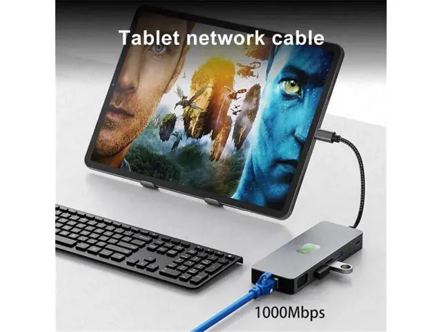Alt view image 4 of 7 - XJYLCPC HDMI+DP Laptop Docking Station, USB C Dock 3 Monitors, 11 in 1 USB C to 4k60 HDMI Adapter with DP+VGA, 3*10Gbps USB A 3.2, 00W PD, Ethernet,SD/TF,Audio Port for Laptop PC