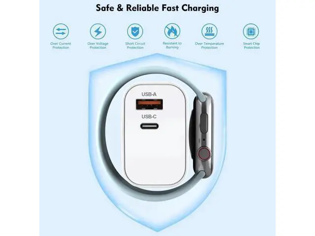 Alt view image 3 of 7 - for Apple Watch Charger,Wireless Magnetic for Apple Watch Charging,2Pack 23W Dual Port(USB-C+USB-A)Fast Wall Charging Block Travel Plug iWatch Charger for iWatch 11/Ultra/SE/10/9/8/7/6,iPhone 17/16/15