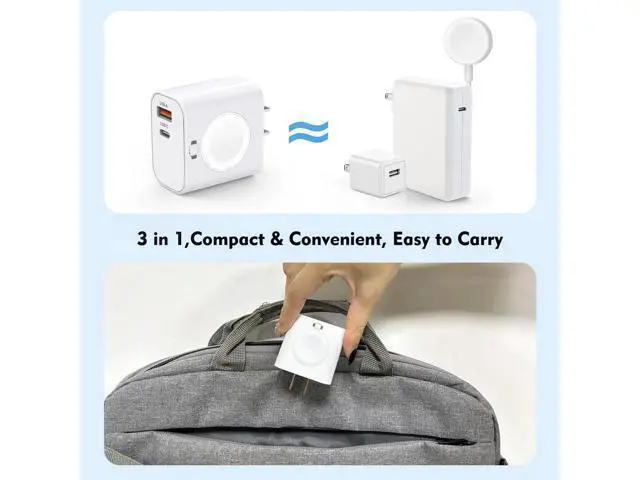 Alt view image 7 of 7 - for Apple Watch Charger,Wireless Magnetic for Apple Watch Charging,2Pack 23W Dual Port(USB-C+USB-A)Fast Wall Charging Block Travel Plug iWatch Charger for iWatch 11/Ultra/SE/10/9/8/7/6,iPhone 17/16/15