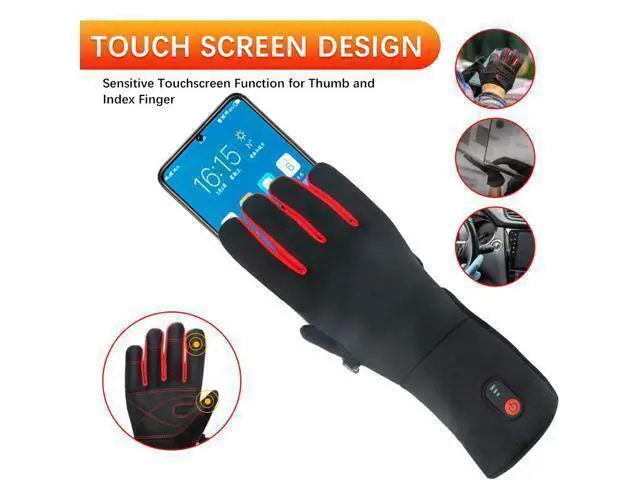 Alt view image 3 of 5 - Heated Gloves for Men Electric Heating Gloves Touchscreen Thermal Hand Warmer