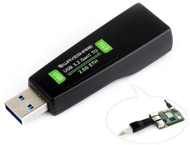 Main image of USB to 2.5G Ethernet Converter Module for Raspberry Pi 5/Jetson Nano/PC/Laptop/Windows/Linux/Android, USB 3.2 Gen1 to 2.5G USB ETH Adapter Module Driver-Free Plug & Play, 10/100/1000Mbps /2.5Gbps