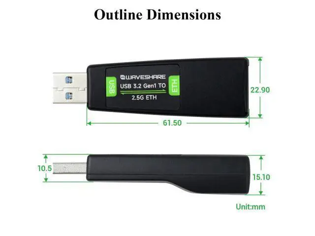 Alt view image 7 of 7 - USB to 2.5G Ethernet Converter Module for Raspberry Pi 5/Jetson Nano/PC/Laptop/Windows/Linux/Android, USB 3.2 Gen1 to 2.5G USB ETH Adapter Module Driver-Free Plug & Play, 10/100/1000Mbps /2.5Gbps