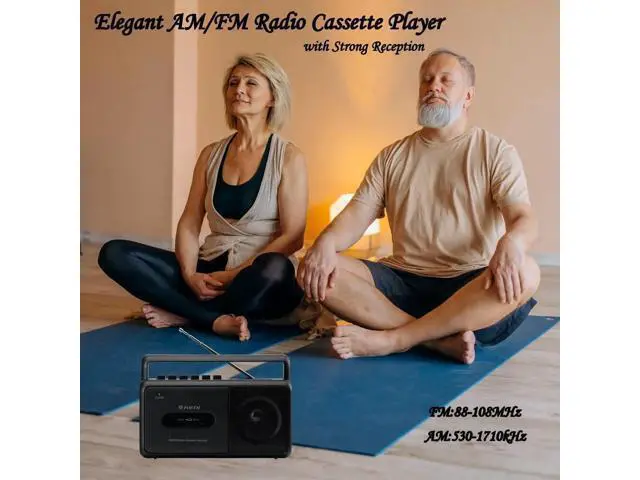 Alt view image 2 of 7 - Portable Cassette Player Boombox AM/FM Radio Stereo, Casette Tape Player Recorder with Earphone Jack Battery Operated or AC Powered
