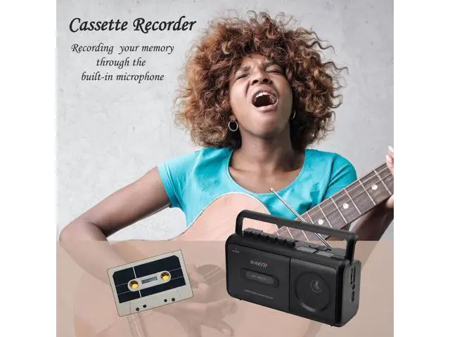 Alt view image 6 of 7 - Portable Cassette Player Boombox AM/FM Radio Stereo, Casette Tape Player Recorder with Earphone Jack Battery Operated or AC Powered