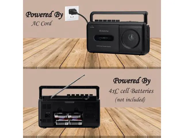 Alt view image 4 of 7 - Portable Cassette Player Boombox AM/FM Radio Stereo, Casette Tape Player Recorder with Earphone Jack Battery Operated or AC Powered