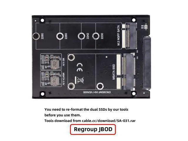 Alt view image 3 of 7 - MSATA M.2 NGFF SATA SSD to 2.5" SATA 2 in 1 Combo JBOD HDD Disk Drive Enclosure Adapter