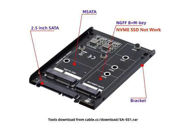 Alt view image 4 of 7 - MSATA M.2 NGFF SATA SSD to 2.5" SATA 2 in 1 Combo JBOD HDD Disk Drive Enclosure Adapter