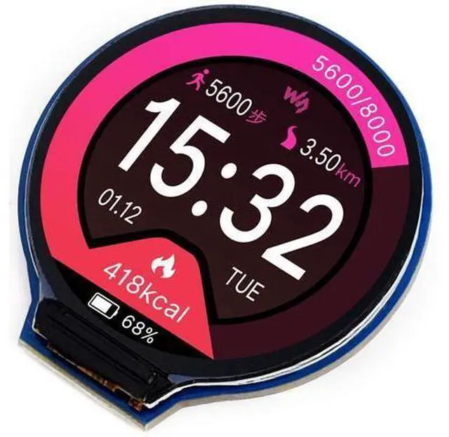 Main image of 1.28inch Round LCD IPS Module 240x240 Resolution 65K RGB Colors SPI Interface for Arduino/Raspberry Pi/Jetson Nano/STM32