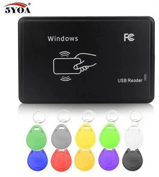 Main image of Cloner 125KHz EM4100 RFID Copier Writer Duplicator Programmer Reader +10 Pcs EM4305 T5577 Rewritable ID Keyfobs Tags Card