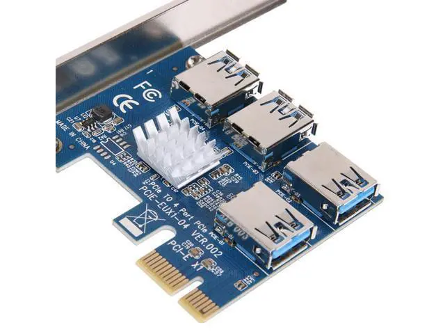 Alt view image 2 of 7 - 1 to 4 PCI Express 16X Slots Riser Card PCI-E 1X to External 4 PCI-E Slot Adapter PCIe Multiplier Card USB 3.0 Mining Special Riser Card for Bitcoin Miner