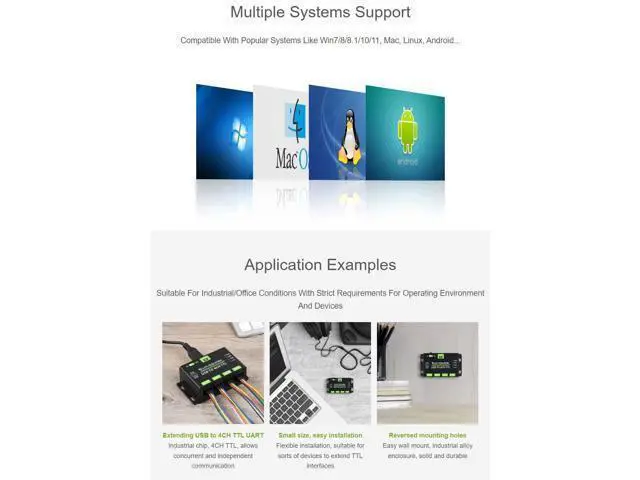 Alt view image 5 of 7 - Industrial USB to 4CH TTL Converter USB to UART with Multi Protection Circuits Multi Systems Support