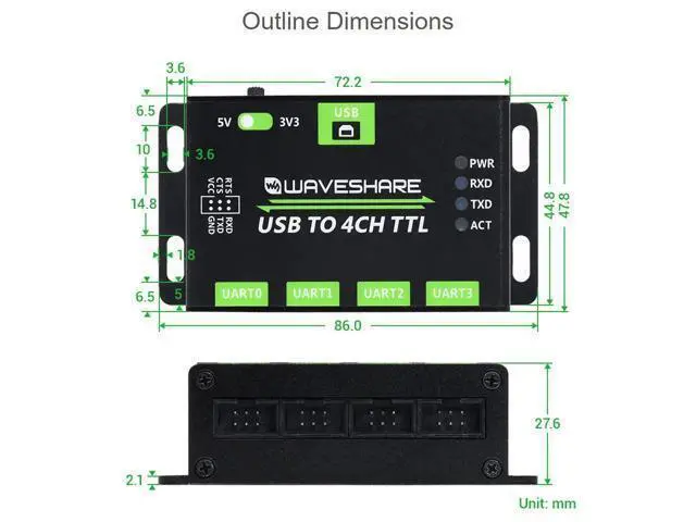 Alt view image 4 of 7 - Industrial USB to 4CH TTL Converter USB to UART with Multi Protection Circuits Multi Systems Support