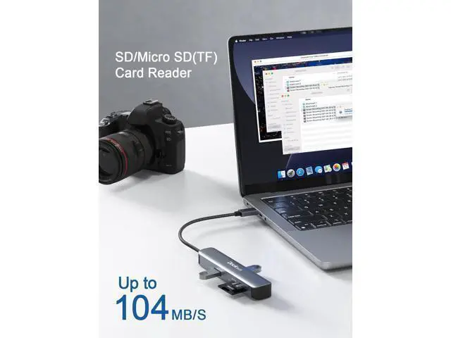 Alt view image 4 of 6 - USB C Hub Multiport Adapter, 5-in-1 USB-C Hub with 4K 30Hz HDMI, SD/TF Card Slots, 2* USB 3.0 5Gbps Data Ports, for MacBook Pro, MacBook Air, iPad Pro, XPS