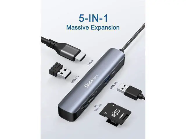 Alt view image 6 of 6 - USB C Hub Multiport Adapter, 5-in-1 USB-C Hub with 4K 30Hz HDMI, SD/TF Card Slots, 2* USB 3.0 5Gbps Data Ports, for MacBook Pro, MacBook Air, iPad Pro, XPS
