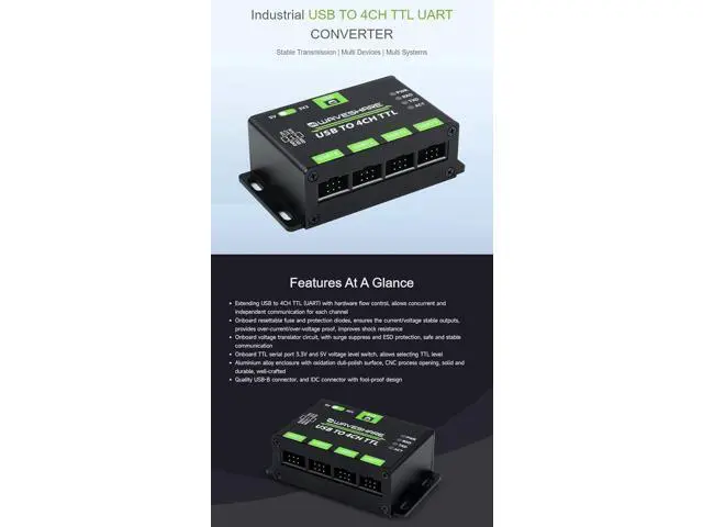 Alt view image 7 of 7 - Industrial USB to 4CH TTL Converter USB to UART with Multi Protection Circuits Multi Systems Support