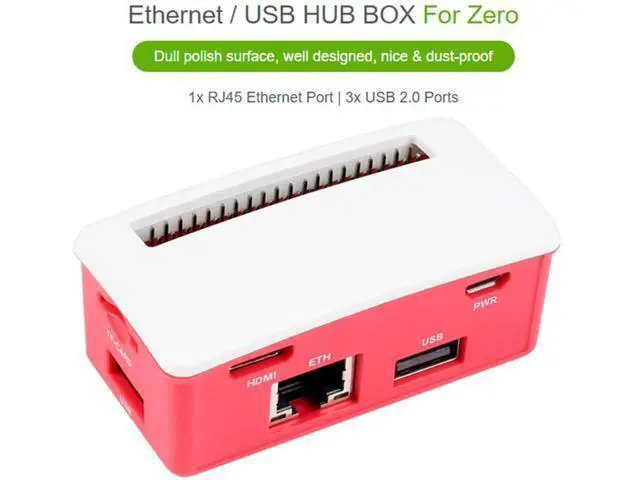 Alt view image 2 of 7 - Ethernet/USB HUB Box with ABS Case for Raspberry Pi Zero 2W/ 2WH/ Zero W/Zero WH/Zero, with 1x RJ45 10/100M Ethernet Port and 3X USB 2.0 Ports Compatible with USB 2.0/1.1