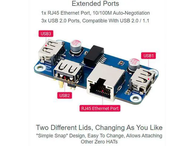 Alt view image 4 of 7 - Ethernet/USB HUB Box with ABS Case for Raspberry Pi Zero 2W/ 2WH/ Zero W/Zero WH/Zero, with 1x RJ45 10/100M Ethernet Port and 3X USB 2.0 Ports Compatible with USB 2.0/1.1
