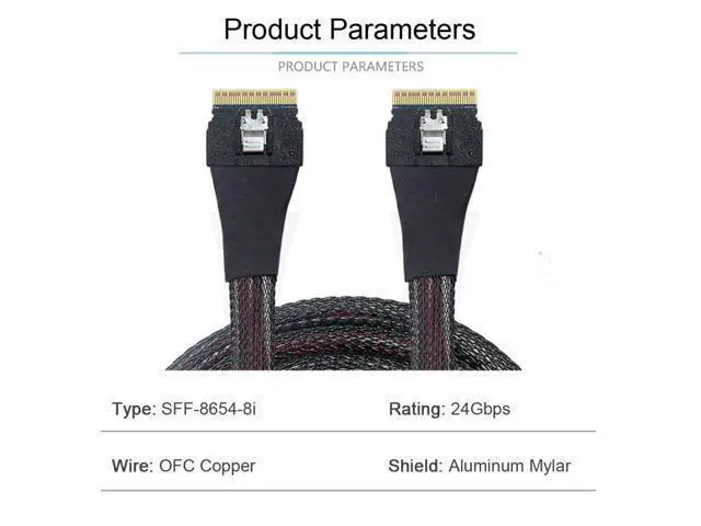 Alt view image 7 of 7 - CY SFF-8654 8i 74pin Host Male to SFF-8654 74Pin Male PCI-E Slimline SAS 4.0 Target Cable 50cm
