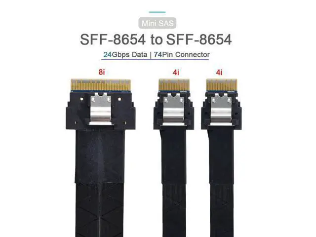 Alt view image 2 of 7 - CY SFF-8654 8i 74Pin Male to Dual SFF-8654 4i 38Pin Male PCI-E Ultraport Slimline SAS Slim 4.0 Cable 40cm PCI-Express