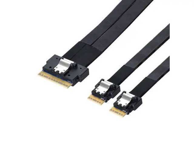 Alt view image 5 of 7 - CY SFF-8654 8i 74Pin Male to Dual SFF-8654 4i 38Pin Male PCI-E Ultraport Slimline SAS Slim 4.0 Cable 40cm PCI-Express
