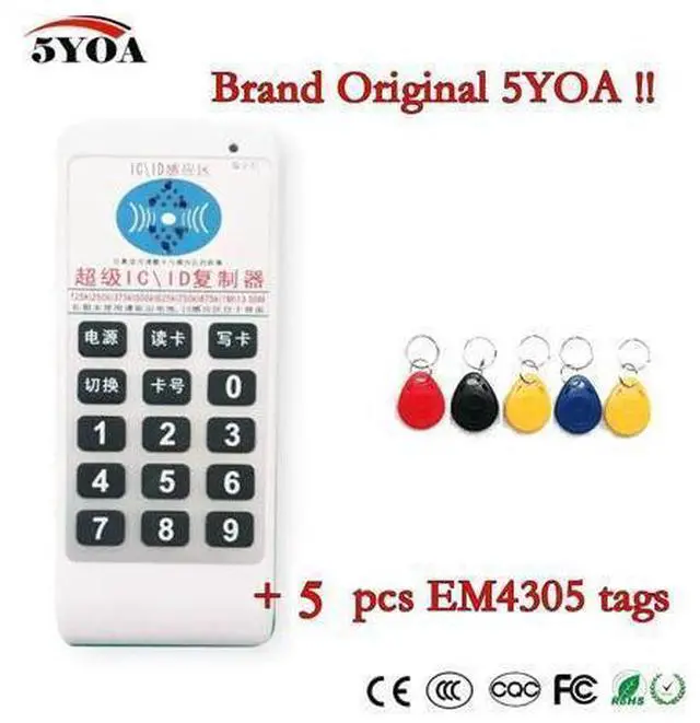 Main image of Handheld 125Khz-13.56MHZ frequency access RFID ID IC Card Duplicator Reader Write Copier + 5pcs 125KHZ EM4305 tags