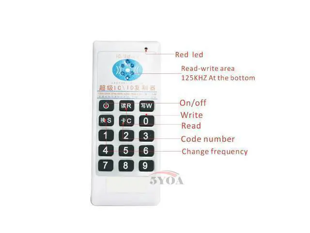 Alt view image 2 of 7 - Handheld 125Khz-13.56MHZ frequency access RFID ID IC Card Duplicator Reader Write Copier + 5pcs 125KHZ EM4305 tags