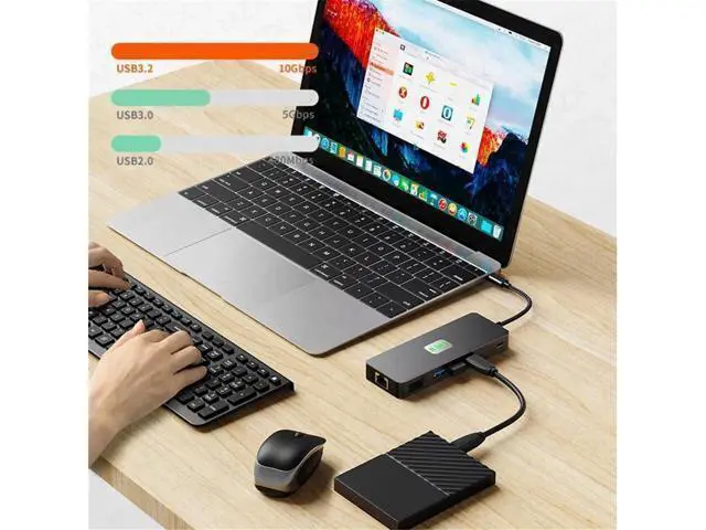 Alt view image 2 of 6 - XJYLCPC USB C Docking Station, 11 in 1 USB C Hub Adapter with 4K60 HDMI, 4K60 DisplayPort, VGA, Ethernet, 3*10Gbps USB-A Ports, Audio, 100W PD, SD/TF Card Reader for MacBook Pro Air, XPS, Surface
