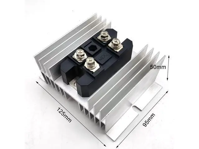 Alt view image 5 of 5 - 150A1600V Bridge Rectifier Diode with Heat Sink W-95, 150Amp Single Phase Rectifier Bridge Module Electronic Components