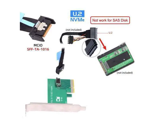 Alt view image 3 of 7 - PCI-E 4X to PCI-E 5.0 MCIO 4X 38Pin SFF-TA-1016 Adapter Mini Cool Edge IO Female PCI Express Card