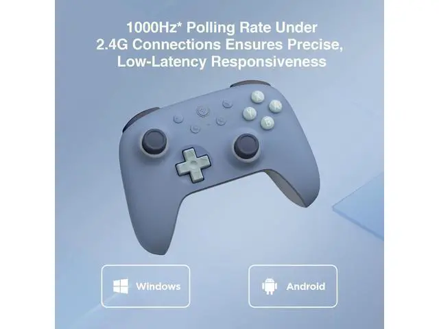 Alt view image 2 of 6 - Ultimate 2C Wireless Controller for Windows PC and Android, with 1000Hz Polling Rate, Hall Effect Joysticks and Hall Triggers, and Remappable L4/R4 Bumpers (Dark Blue)