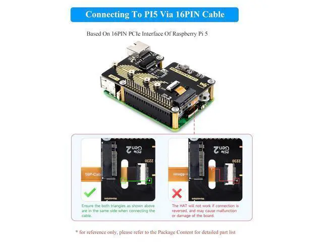 Alt view image 5 of 7 - PCIe to Gigabit Ethernet and M.2 Adapter HAT Compatible with Raspberry Pi 5, Pi 5 NVMe HAT Support 2280/2260/2242/2230 NVMe M.2 SSD, 5Gbps Data Rate, High-Speed Reading/Writing, No Driver Needed