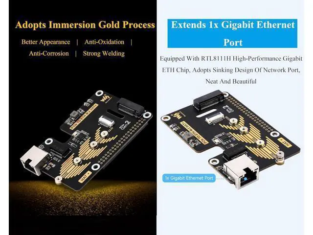 Alt view image 6 of 7 - PCIe to Gigabit Ethernet and M.2 Adapter HAT Compatible with Raspberry Pi 5, Pi 5 NVMe HAT Support 2280/2260/2242/2230 NVMe M.2 SSD, 5Gbps Data Rate, High-Speed Reading/Writing, No Driver Needed