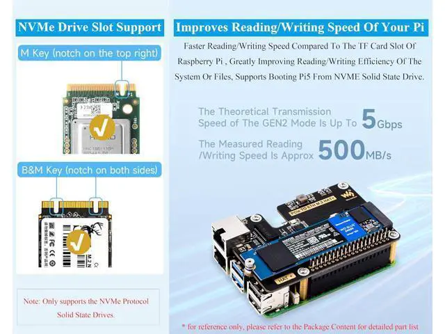 Alt view image 7 of 7 - PCIe to Gigabit Ethernet and M.2 Adapter HAT Compatible with Raspberry Pi 5, Pi 5 NVMe HAT Support 2280/2260/2242/2230 NVMe M.2 SSD, 5Gbps Data Rate, High-Speed Reading/Writing, No Driver Needed