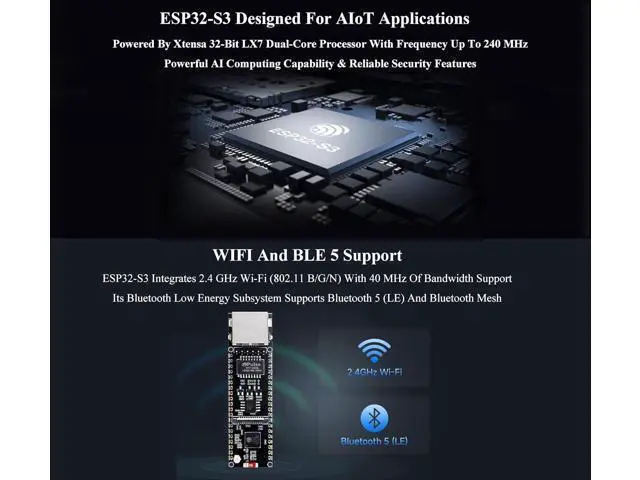 Alt view image 4 of 7 - ESP32-S3 Ethernet Development Board, 10/100Mbps RJ45 Ethernet Port, 240MHz Dual Core Processor, Onboard Type-C Port & TF Card Slot, Support WiFi & BLE & ETH Communication