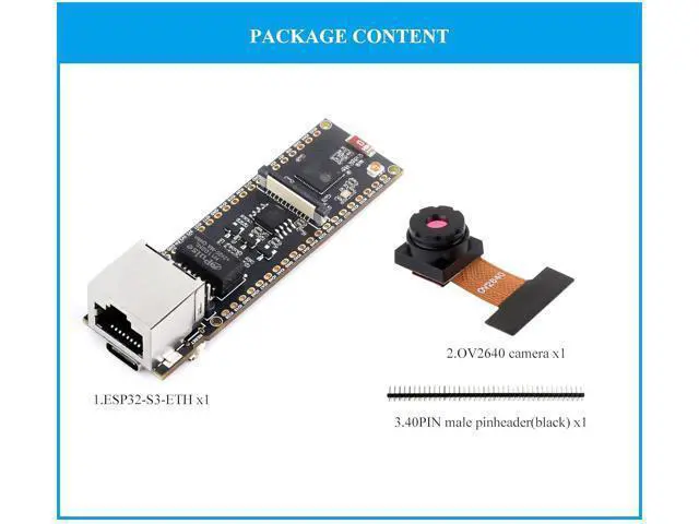 Alt view image 2 of 7 - ESP32-S3 Ethernet Development Board, 10/100Mbps RJ45 Ethernet Port, 240MHz Dual Core Processor, Onboard Type-C Port & TF Card Slot, Support Wi-Fi & BLE & ETH Communication, with OV2640 Camera