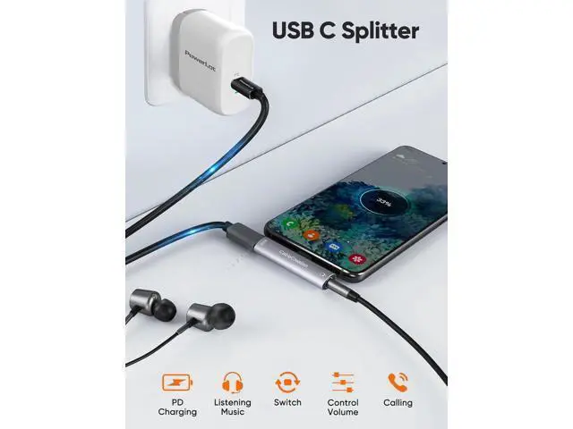 Alt view image 4 of 7 - USB C to 3.5mm Headphone and Charger Adapter, 2 in 1 Type-C to 3.5mm Audio Hi-Res with PD Fast Charge, USB C to Aux with Charging Dongle for iPhone 16 15 Pro Max, Galaxy 24+, Pixel, iPad