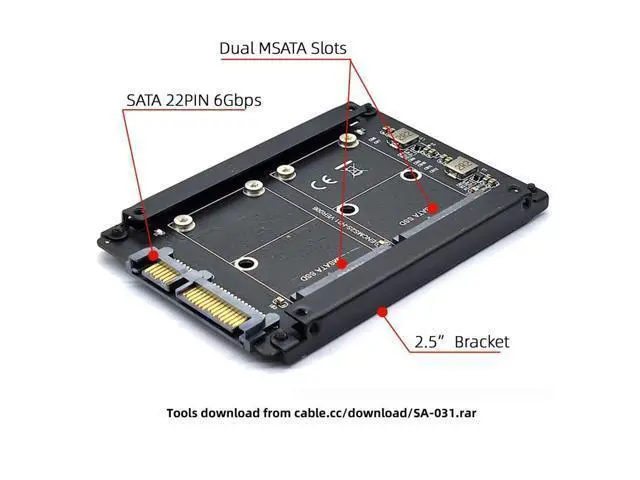 Alt view image 7 of 7 - 2 in 1 Combo MSATA SSD to 2.5" SATA JBOD HDD Disk Drive Enclosure Adapter