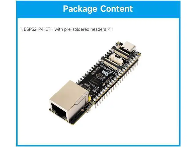 Alt view image 2 of 7 - ESP32-P4-ETH Development Board with Pre-Soldered Header, Based On ESP32-P4 with 100 Mbps RJ45 Ethernet Port, Rich Human-Machine Interfaces, Supports AI Speech Interaction