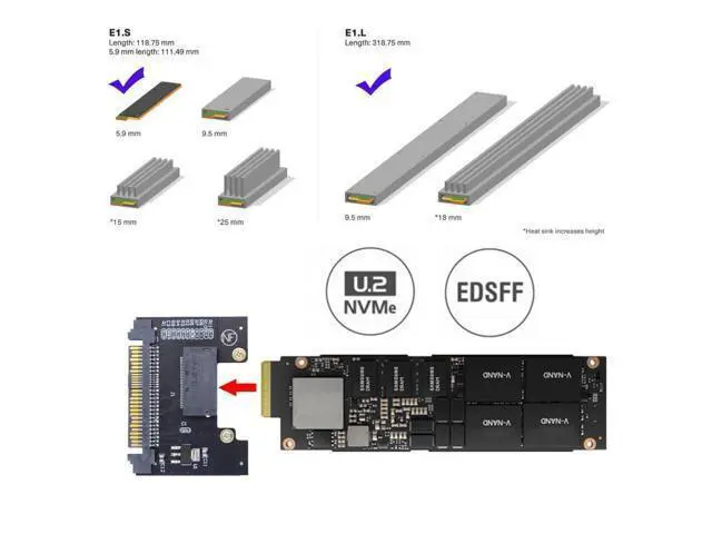 Alt view image 6 of 7 - NVMe EDSFF GEN-Z E1.S SSD to U.2 SFF-8639 Host Adapter for DC P4511 Series EDSFF NVMe SSD