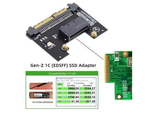Alt view image 7 of 7 - NVMe EDSFF GEN-Z E1.S SSD to U.2 SFF-8639 Host Adapter for DC P4511 Series EDSFF NVMe SSD
