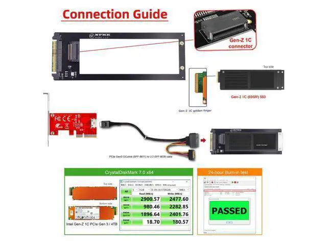 Alt view image 3 of 7 - NVMe EDSFF GEN-Z E1.S SSD to U.2 SFF-8639 Host Adapter for 9.5mm/15mm/25mm EDSFF 1U Short SSD