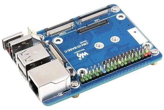 Main image of CM4 Base Board (Advanced C Version) for Compute Module 4, with Raspberry Pi 40PIN GPIO Header/MIPI CSI Camera Ports/LCD Display Port/Fan/HDMI/USB/Gigabit Ethernet RJ45 Connector