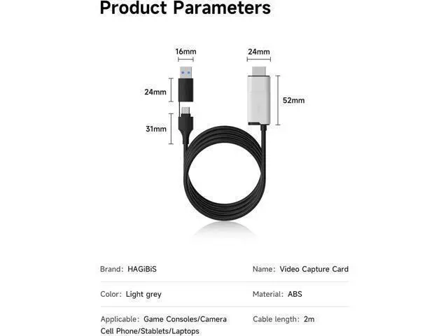 Alt view image 3 of 7 - Hagibis USB3.0 Video Capture Card with 100W PD, HDMI to USB A/USB C Capture Cable 1080P@60fps YUY2 MJPEG MS2130 for Quest 3 2 Pro VR Switch2 PS4/5 Live Broadcast, Gaming, Streaming, Recorder Visit the