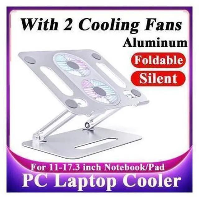 Main image of Ergonomic Foldable Laptop Tablet Cooling Stand Aluminum Protable Ultrabook notebook computer riser desktop holder with 2 High-speed Fan,For All Laptop Tablets 11-17.3" MacBook Pro Air