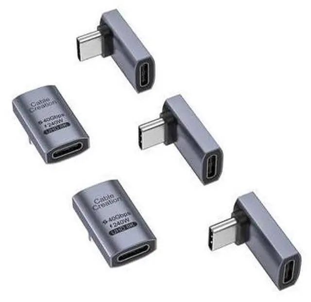 Main image of 90 Degree USB C Adapter 5 Pack, Right Angle USB C Male to Female Adapter 40Gbps 240W Compatible with Steam Deck, ROG Ally, Switch, Notebook, PC, Tablet, Phone and More,UP Angle