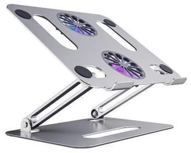 Main image of Aluminum Laptop Tablet Stand with 2 High-speed Cooling Fan Adjustable Height Laptop Tablet Stand for Desk Ergonomic Portable Computer Stand Riser for MacBook Pro/Air 11-17.3"Laptop